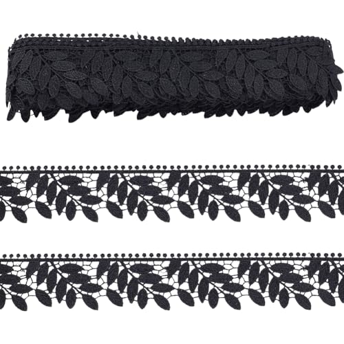 WADORN 9 m Spitzenband Mit Blattmotiv, 4cm Vintage Blatt Stickerei Applikation Polyester Hochzeitskleid Kleidung Spitzenrand Band Basteln Zum Nähen Basteln Hochzeit Party Heimdekoration Schwarz WADORN 9 m Spitzenband Mit Blattmotiv, 4cm Vintage Blatt Stickerei Applikation Polyester Hochzeitskleid Kleidung Spitzenrand Band Basteln Zum Nähen Basteln Hochzeit Party Heimdekoration Schwarz von WADORN