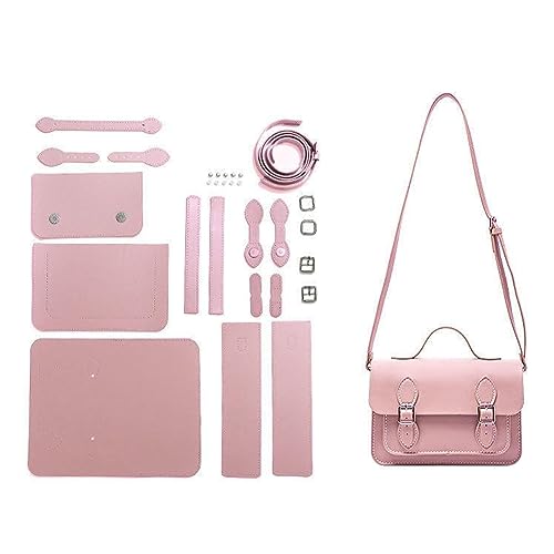 WADORN Bastelset Für Umhängetaschen Aus Leder, PU-Leder-Rucksack-Nähset, Handgefertigte Handtasche, Nähen Aller Materialien, Umhängetaschen-Herstellung, Zubehör, Geschenk, Rosa, 25x17x 9 cm von WADORN