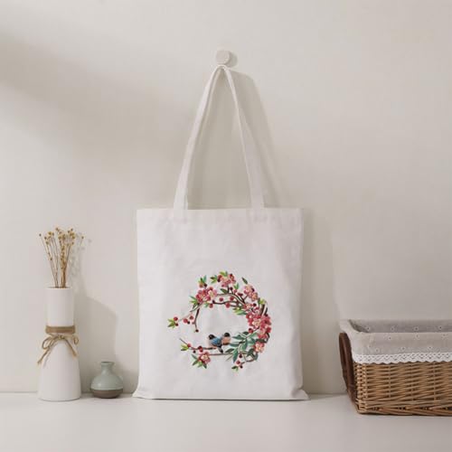 WADORN DIY Canvas Handtasche Stickset Stickset Für Tragetaschen Mit Blumenmuster Für Anfänger Personalisierte Canvas Tasche Kreuzstich Set Für Damentaschen von WADORN