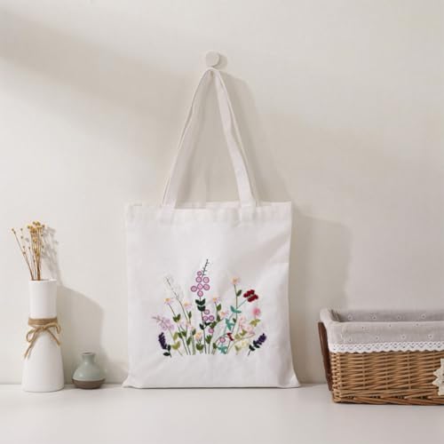 WADORN DIY Canvas Handtasche Stickset Stickset Für Tragetaschen Mit Vintage Blumenmuster Für Anfänger Personalisierte Bastel Canvas Tasche Kreuzstich Sets Für Damentaschen von WADORN