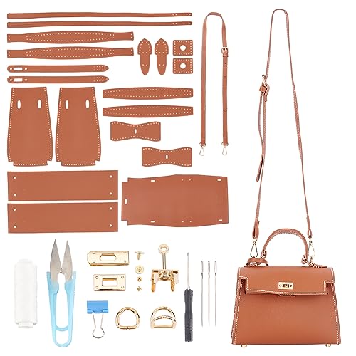 WADORN DIY Frauen Tote Handtasche Making Kit, PU Leder Crossbody Umhängetasche Nähmaterial Set mit Anleitung Handgemachte Designer Tasche Herstellung Zubehör Frauen Handwerk Geschenk, 21,6 x 7,6 x von WADORN