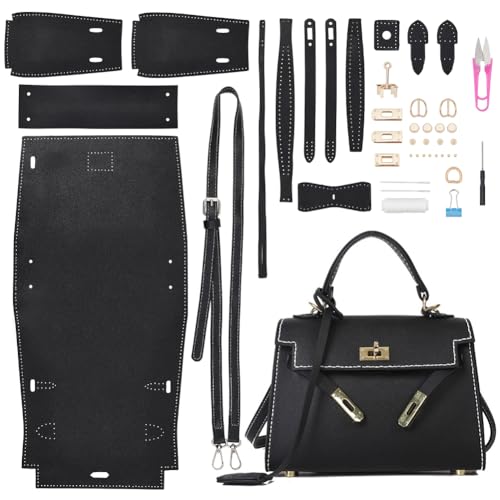 WADORN DIY-Materialien-Set Für Die Herstellung von Taschen Aus PU-Leder Mit Griff Oben, DIY-Damen-Designer-Taschen-Nähset, Handgefertigt, Trendige Satchel-Geldbeutelherstellung, Zubehör, 21.5x15 cm von WADORN