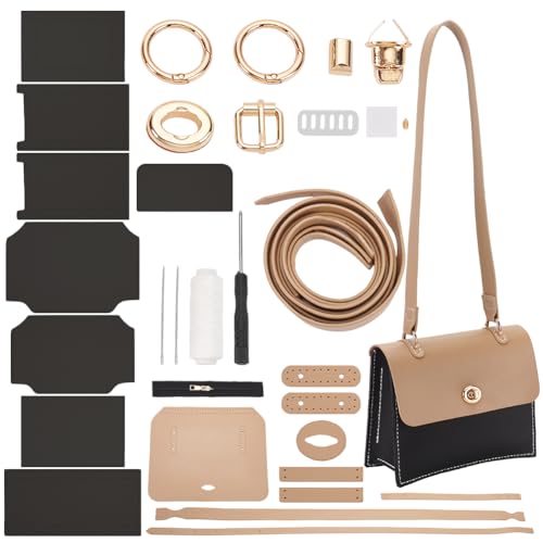 WADORN DIY Set Zur Herstellung Einer Umhängetasche Aus PU Leder Handgefertigte Umhängetasche Für Damen Zum Aufnähen Sets Zur Herstellung Geldbörse Für Geburtstage Weihnachten Valentinstag Schwarz von WADORN