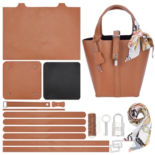 WADORN DIY Set Zur Herstellung von Einkaufstaschen Aus PU-Leder, Nähset Aus Material Zur Herstellung von Handtaschen Aus PU-Leder DIY Nähset Zur Herstellung von Einkaufstaschen, Sandy Brown von WADORN