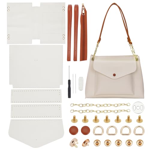 WADORN DIY-Set Zur Herstellung von PU-Ledertaschen, Weißes, Großes Tragetaschen-Herstellungsset, DIY-PU-Leder-Umhängetasche, DIY-Nähset Mit Taschen-Nähset Für Geldbörsen-Herstellungs, 25x33x9 cm von WADORN