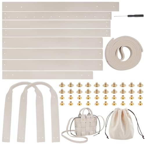 WADORN DIY-Set Zur Herstellung von PU-Ledertaschen als Starter, Handgefertigte Schultertasche Aus Allen Materialien, Gewebte Ledertasche, Zubehör, Handtasche, Häkeltasche, 12x4x10 cm (Khaki) von WADORN