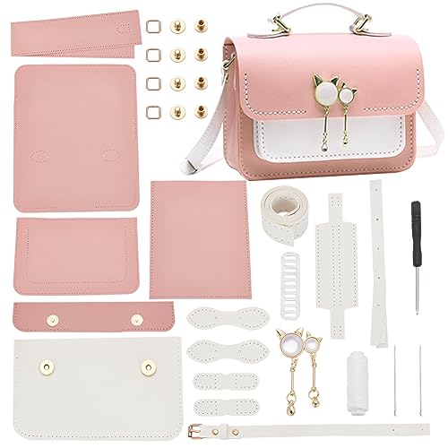 WADORN DIY-Set Zur Herstellung von Umhängetaschen Aus PU-Leder, Handgefertigte Näh-Umhängetasche, Herstellung Aller Materialien Mit Anleitung, Zubehör Für Die von Lederhandtaschen, 19x6x15 cm, Rosa von WADORN