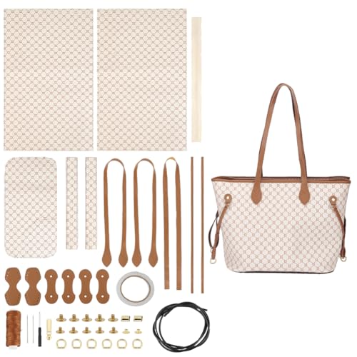 WADORN DIY Tragetaschen-Set Aus PU-Leder, DIY-Umhängetaschen Aus PU-Leder Zum Aufnähen, Bastelset, Handgefertigte Schultertaschen, Kintting-Set Für Frauen, Geschenke, DIY-Bastelset, Helle Farbe von WADORN