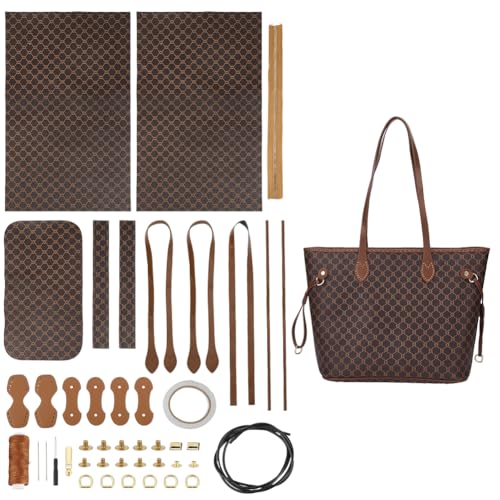 WADORN DIY Tragetaschen-Set Aus PU-Leder, DIY-Umhängetaschen Aus PU-Leder Zum Aufnähen, Bastelset, Handgefertigte Umhängetaschen, Kintting-Set Für Frauen, Handgefertigtes Projekt, DIY-Bastelset, Braun von WADORN