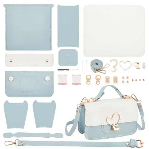 WADORN DIY Umhängetaschen-Sets, PU-Leder-Geldbörsen-Set Zum Nähen von Umhängetaschen Mit Allem Werkzeugset Für Geburtstags- Und Feiertagsgeschenke, 20x12x7cm (Blau) von WADORN