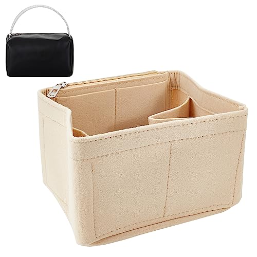 WADORN Geldbörseneinsatz Aus Filz, Tragetaschen-Organizer-Einsatz, Mini-Tragekorb, Formeinsatz, Rechteckige Tasche In Tasche, Innenformer Für Make-Up-Aufbewahrungstasche, 19.8x13x15.7 cm, Beige von WADORN