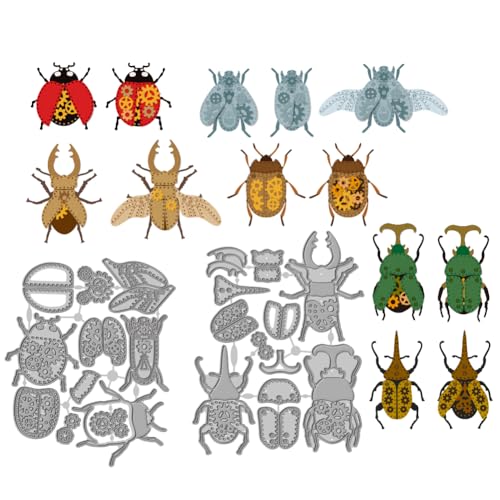 WADORN Mechanischer Käfer Metall Stanzform, Käfer Stanzschablone Aus Karbonstahl Insekten Metall Stanzform Für Scrapbooking Grußkarten Papierbasteln Gestanzt von WADORN