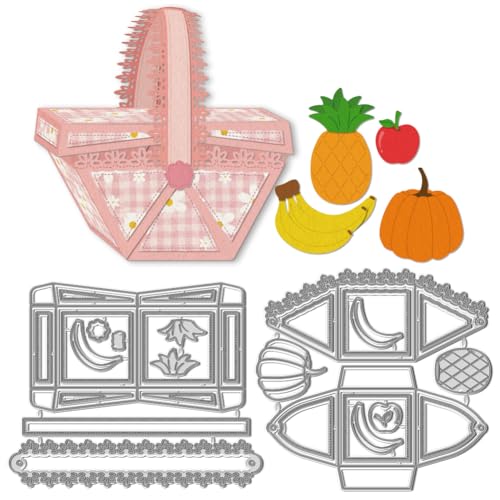 WADORN Metall-Obst-Bento-Stanzer, Metall-Stanzformen-Set Mit Picknick-Thema Für DIY Karten Obst-Geschenkbox Metall-Karbonstahl-Stanzformen Schablonen Für Selbstgemachtes Scrapbooking Basteln Basteln von WADORN