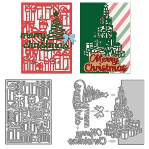 WADORN Stanzformen Für Weihnachtsbaum, Weihnachten Mit Stanzschablonen Aus Metall Weihnachtsgeschenkbox Metall Karbonstahl Bastelstanzungen Für DIY Scrapbooking von WADORN