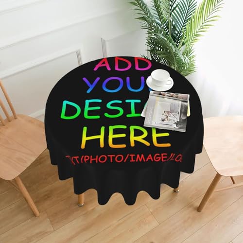 Runde Tischdecke, individuelle personalisierte Tischdecke für runde Tische, fügen Sie Ihr eigenes Design mit Fototext hinzu, individuelle runde Tischdecke 60 Zoll von WAFICAC