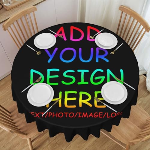 Runde Tischdecke, individuelle personalisierte Tischdecke für runde Tische, fügen Sie Ihr eigenes Design mit Fototext hinzu, individuelle runde Tischdecke 60 Zoll von WAFICAC