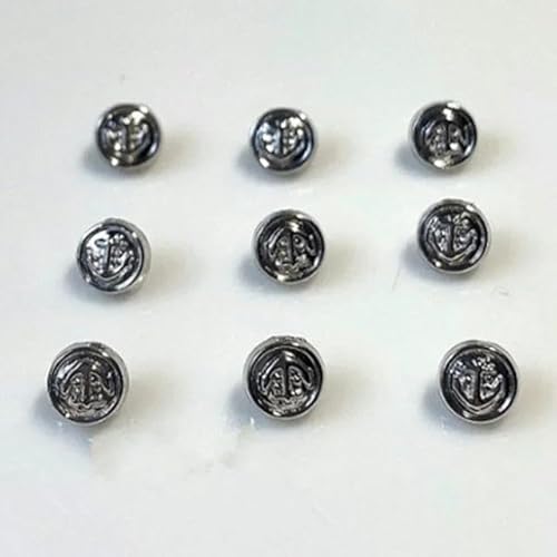 30 Stück Mini-Knöpfe, 4/5/6 mm, Metall, Puppenkleidung, runde Schnallen, Knöpfe für kleine handgefertigte Kleidungsstücke, Nähen, DIY, Basteln, Handarbeiten, Silber, 6 mm von WAGNPNT