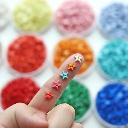 8 mm Mini-Knöpfe aus Kunstharz, Stern, 2 Löcher, zum Nähen, Handarbeiten, DIY, Cartoon-Puppen, Kleidung, Schuhe, Bastelbedarf, Scrapbooking, 14 Blau, 100 Stück von WAGNPNT