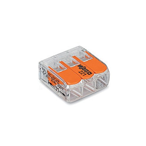 Wago Verbindungsklemme 3-polig Compact transparent, TERMINAL BLOCK, transparenter Kunststoff, Klemme, 3-polig, 3 Kontakte, 4 mm, -20 bis 85 Grad Celsius, CE-geeignet, 221-413 von WAGO