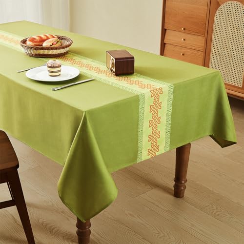 WAITER TREE Rechteckige Tischdecke Keltische Knotenbedruckte Leinentischdecke Wasser- und knitterfreie waschbare dekorative Tischdecke St. Patrick's Day Weihnachtsfeiern Partys Grün 140 × 180 cm von WAITER TREE