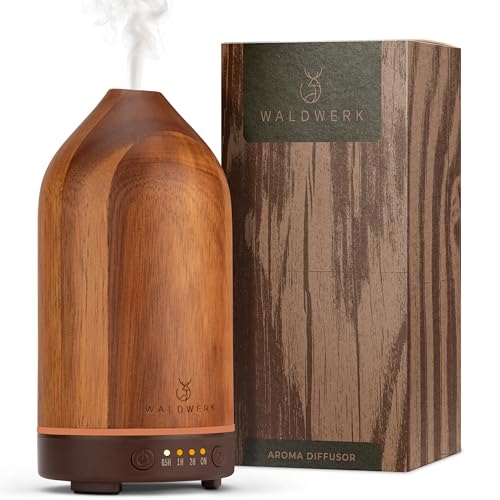 WALDWERK Diffuser (100ml) aus edlem Akazienholz - Aroma Diffuser für EIN angenehmes Raumklima - Diffuser für Ätherische Öle - Duftöl Diffuser - Duftlampe für Aromatherapie - Luftbefeuchter von WALDWERK