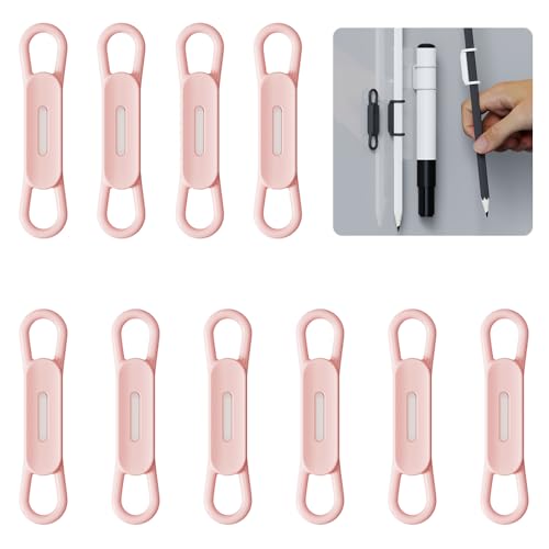 WALLFID 10er-Pack magnetische Silikon-Stifthalter-Clips – ideal für Gel-Tintenstifte oder trocken abwischbare Marker, kompatibel mit Schreibtisch, Kühlschrank, Whiteboard, Klemmbrett(Rosa, 10er-Pack) von WALLFID