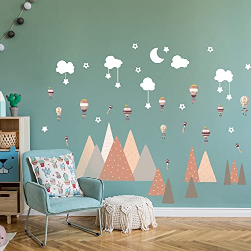 WALPLUS 50 Stück Flying Over Mountains Wandaufkleber, Wandbild, Kunst, Vinyl, Kinderzimmer, Dekorationen für Wohnzimmer, Kinderzimmer, Zuhause, entfernbare DIY-Wandaufkleber, Hotels, Café, von WALPLUS