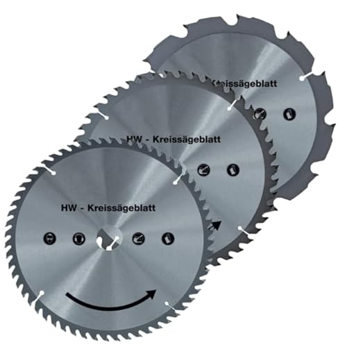 WALTER - Hartmetall Sägeblatt-Set, Sägeblatt, Hartmetall Kreissägeblätter, Optimal für das Schneiden von Holz Spanplatten Kunststoffe und Nichteisenmetalle (210 mm) von WALTER