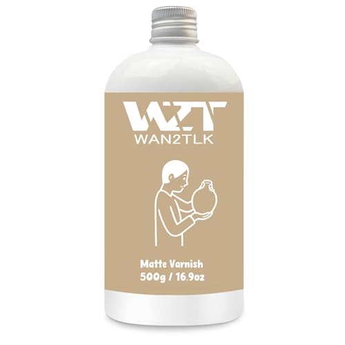 WAN2TLK 500ml Air Dry Clay Glaze, ton glasur ohne brennen, tondicht für lufttrocknenden ton, wasserdicht, kratzfest, Farbloser Varnish mit Matte Effekt für Töpferei (Matte klarlack) von WAN2TLK