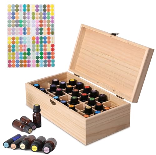 WANDGU Ätherisches Öl Box Holz Aufbewahrungsbox 32 Slots Aromatherapie Öle Flaschen, Multifunktions Aufbewahrungsbox, Tragbar Ätherische Öle Holzbox für Ätherische Öle und Duftöle von WANDGU