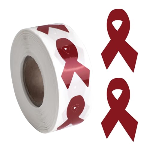 WANDIC 1,9 x 3,3 cm rosa Schleifen-Bewusstseinsaufkleber, 500 Stück, HIV/AIDS-Bewusstseinsaufkleber, Selbstklebende Etikettenrolle für öffentliche Wohltätigkeitsorganisationen, Spendenaktionen von WANDIC