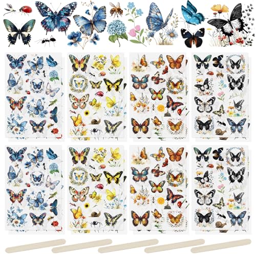 WANDIC 16 Blatt Rubbel-Transferaufkleber, Schmetterlings-Insekten-Aufkleber Für Selbstgemachte Scrapbooking-Fotoalben, Möbel, 5.9 * 3.9 Zoll von WANDIC