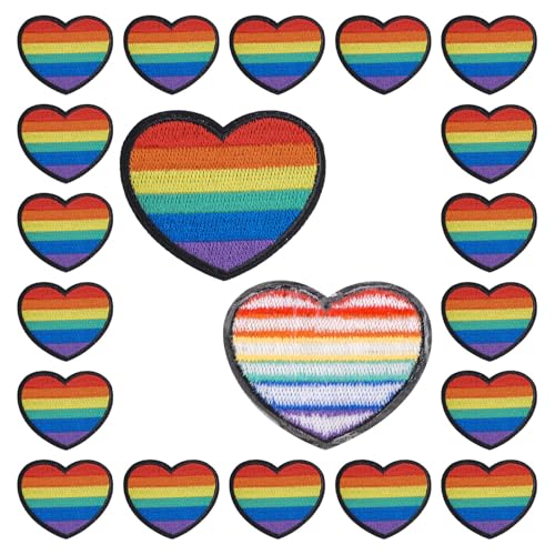 WANDIC 20 Stück LGBT Love Rainbow bestickte Aufnäher, Gay Pride Aufbügler Love is Love, bunt, zum Aufnähen, Applikation, DIY-Zubehör für Jacken, Kleidung, Hüte von WANDIC