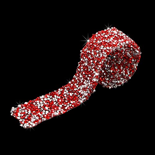 WANDIC 91 cm Strassband, rotes Glitzerband, glitzernde Diamant-Verzierungen, Kristall-Bling, dekorativer Banding-Gürtel für Heimwerker, Handwerk, Hochzeit, Party, Dekoration, nicht selbstklebend von WANDIC