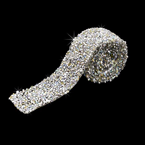 WANDIC Kristall-Strassband, 1Yard glitzernd, glänzend, heiße Schmelze Strassband, Gürtelbesatz für Brautkleider, mit Heißkleber, Nicht selbstklebend, 3 cm breit, Crystal AB von WANDIC