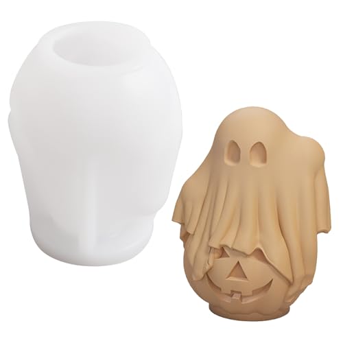 WANDIC Kürbis-Geister-Silikonformen, 1 Stück, 3D-Halloween-Formen, Epoxidharz, Gießform, Kerzenherstellung, Form für Halloween, Heimdekoration von WANDIC