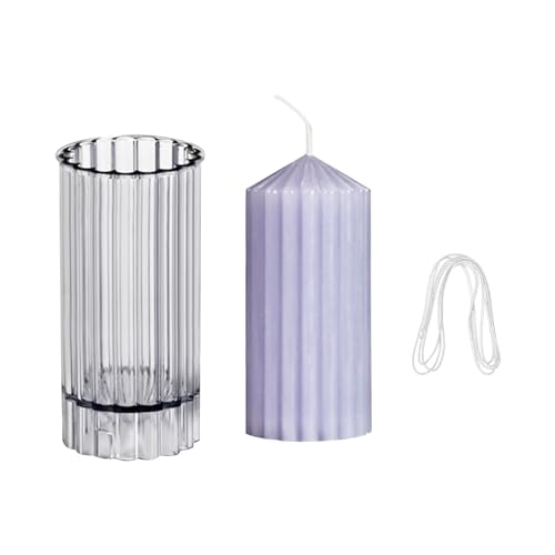 WANDIC Moule à bougie, 1 pièce 11,7 x 5,5 cm, moule cylindrique en plastique transparent avec mèche de bougie pour église et décoration d'intérieur von WANDIC