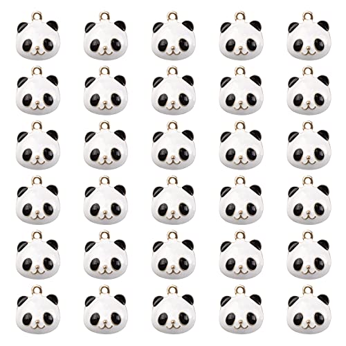 WANDIC Panda-Anhänger, 30 Stück, schwarz und weiß, süße Emaille-Panda-Anhänger, Cartoon-Schlüsselanhänger, DIY-Halskette, Armband, Zubehör von WANDIC