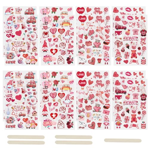 WANDIC Rub On Transfer Aufkleber, 16 Blatt 4 Stile Valentinstag Transfer Aufkleber Herz Amor Blume Scrapbook Decals für Handwerk DIY Kunst Möbel Hochzeit Dekoration von WANDIC