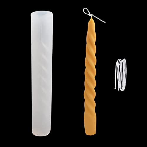 WANDIC Silikon-Kerzenform, 1 Stück Silikon-Kerzenhalter-Form mit Kerzendocht, lange gedrehte Stumpenkerzenform für Kerzenherstellung, Weihnachten, Kerzenlicht, Abendessen, Valentinstag, Heimdekoration WANDIC Silikon-Kerzenform, 1 Stück Silikon-Kerzenhalter-Form mit Kerzendocht, lange gedrehte Stumpenkerzenform für Kerzenherstellung, Weihnachten, Kerzenlicht, Abendessen, Valentinstag, Heimdekoration von WANDIC