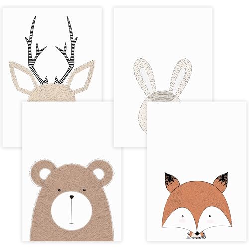 WANDKIND Kinderzimmer Poster Set Premium P715 / Waldtiere Babyzimmer Wandbild Wandbilder (A3-29,7 x 42,0 cm, Natur/Oak) von WANDKIND