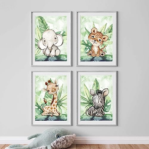 Kinderzimmer Poster Set Premium P717 / Dschungel Safari Babyzimmer Wandbild Wandbilder (A3-29,7 x 42,0 cm, Ohne/Without) von WANDKIND