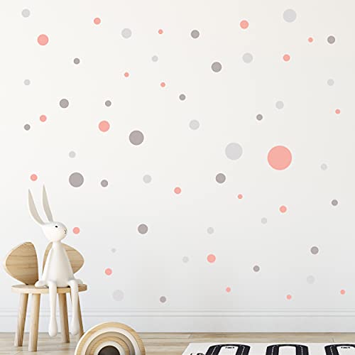 WANDKIND Kreise Set 120 Stück Wandtattoo für Babyzimmer V283 Aufkleber Sticker Kreis Wandaufkleber Kinderzimmer Punkte Dots Klebepunkte in verschiedenen Farben (Rosa-Grau) von WANDKIND