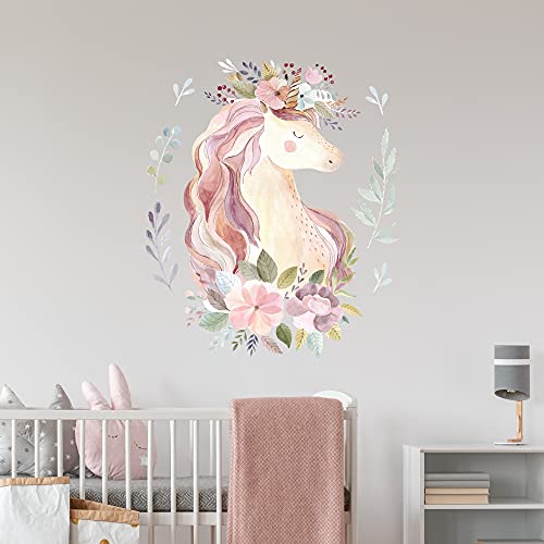 WANDKIND Magisches EINHORN Wandtattoo V251 | handgezeichnet | AUFKLEBER Kindergarten | Wandsticker Kinderzimmer Unicorn (40 x 45 cm) von WANDKIND