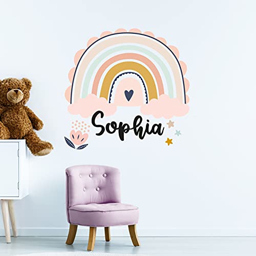 Regenbogen mit WUNSCHNAME Wandtattoo V263 personalisierbar Aufkleber Wandaufkleber Sticker Kinderzimmer Namensaufkleber Wand Name Wunschnamen (40 x 40 cm) von WANDKIND