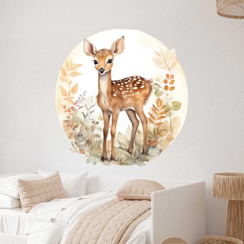 WANDKIND Babyreh RUND Kinderzimmer V430 | handgezeichnet | AUFKLEBER Kindergarten | Babyzimmer Wandsticker Wanddeko Dekoration (100 x 100 cm) von WANDKIND