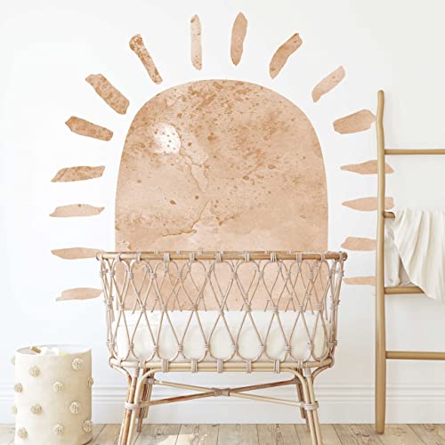 WANDKIND Boho Sonne V397 Wandtattoo Kinderzimmer | handgezeichnet | AUFKLEBER Kindergarten | Wandsticker Babyzimmer Nudetrals Halbsonne (100 x 85 cm, Nudtral) von WANDKIND