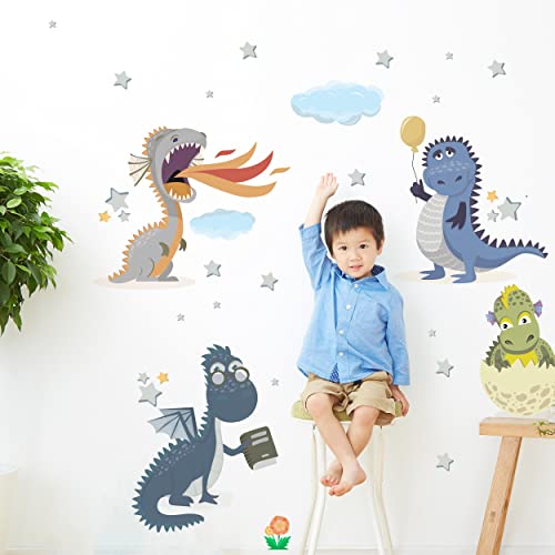 WANDKIND Dino Freunde V290 Wandtattoo Kinderzimmer | handgezeichnet | AUFKLEBER Kindergarten | Wandsticker Babyzimmer, Kinderzimmer Dinosaurier (75 x 75 cm) von WANDKIND