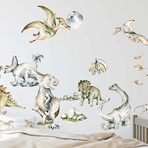 WANDKIND Dinosaurier Wandtattoo Kinderzimmer V376 | handgezeichnet | AUFKLEBER Kindergarten | Babyzimmer Wandsticker Wanddeko Dekoration Dino (40 x 40 cm) von WANDKIND