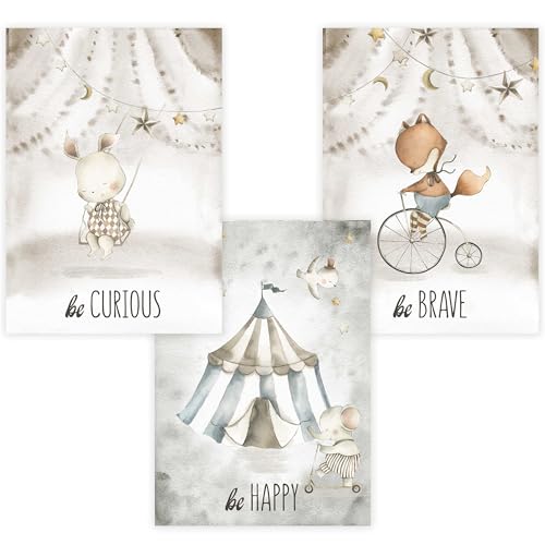 WANDKIND Kinderzimmer Poster Set Premium P720 / Zirkus Wandbild Babyzimmer (A4 - Ohne/Without Rahmen/Frame) von WANDKIND